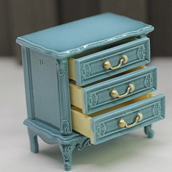 Turquoise Mini Plastic Cabinet, Micro Landscape Furniture Dollhouse Accessories, Pretending Prop Decorations, Turquoise, 20x34x39mm