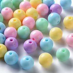 Couleur Mélangete Perles acryliques opaques, ronde, couleur mixte, 12x11mm, Trou: 1.8mm, environ566 pcs / 500 g