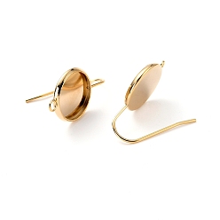 Real 18K Gold Plated 304 Stainless Steel Earring Hooks, with Vertical Loop, Flat Round, Real 18K Gold Plated, 25.5x14x2mm, Hole: 1.8mm, Tray: 12mm, 20 Gauge, Pin: 0.8mm