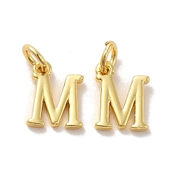 Letter M Pendentifs en laiton, avec anneau de saut, lettre m, 10x8x1.5mm, anneau: 5x1 mm, diamètre intérieur: 3 mm