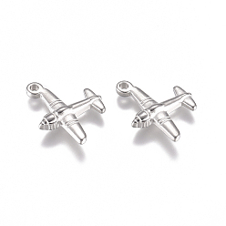 Stainless Steel Color 304 Stainless Steel Pendants, Plane, Stainless Steel Color, 19x15x4mm, Hole: 1.6mm