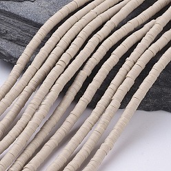 Бледно-Золотистый Плоские круглые бусинки распорки ручной полимерной глины, бледно золотарник, 4x1 мм, отверстие : 1 мм, около 380~400 шт / нитка, 17.7 дюйм