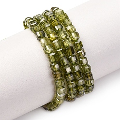 Темно-оливково-зеленый Бусины из кубического циркония, граненые квадратные, темно-оливковый зеленый, 3x3x3 мм, отверстие : 0.6 мм, около 115 шт / нитка, 14.17'' (36 см)