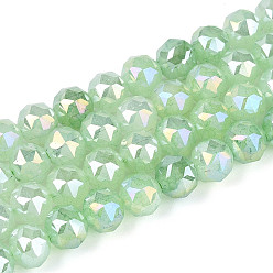 Средний Аквамарин Антикоррозийные гальванические стеклянные бусины, круглые, имитация нефрита, градиент цвета, граненые, средний аквамарин, 7.5~8 мм, отверстие : 1.2~1.5 мм, около 52~53 шт / нитка, 14.96~15.16 дюйм (38~38.5 см)