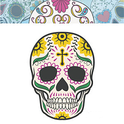 Разноцветный Хэллоуин тема светящиеся боди-арт татуировки наклейки, съемные временные татуировки бумажные наклейки, череп, красочный, 85x60 мм