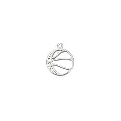 Basketball Stainless Steel Charms, Cut-Out, Ball, Stainless Steel Color, Basketball, 12.1x9.9mm