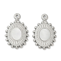 Нержавеющая Сталь Цвет 304 подвески из натуральной белой ракушки из нержавеющей стали, овальные амулеты, цвет нержавеющей стали, 23.5x15x2 мм, отверстие : 1.2 мм