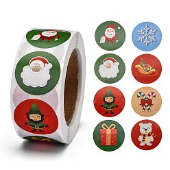 Santa Claus Рождественские наклейки, самоклеящиеся бумажные наклейки, для партии, декоративные подарки, Рождественский тематический паттерн, 24.5 мм, 500 шт / рулон