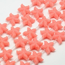 Misty Rose Synthetic Coral Beads Strands, Dyed, Starfish/Sea Stars, Misty Rose, 20x21x8mm, Hole: 1mm, about 15pcs/strand, 16.14 inch