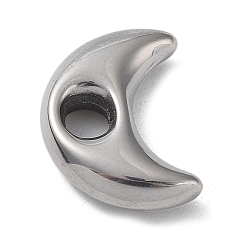 Stainless Steel Color 304 Stainless Steel Spacer Beads, Moon, Stainless Steel Color, 17.5x13x4.5mm, Hole: 3.7mm