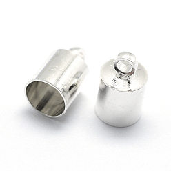 Silver Brass Cord Ends, End Caps, Silver Color Plated, 10x6mm, Hole: 2mm, Inner Diameter: 5.5mm