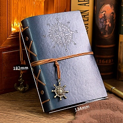 Prussian Blue PU Imitation Leather Notebooks, Travel Journals, Witchcraft Supplies, Prussian Blue, 182x134mm