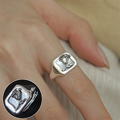 Flower Honeydew Enamel Open Cuff Ring, Platinum Brass Jewelry for Women, Flower Pattern, US Size 8(18.1mm)