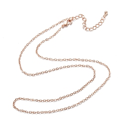 Real Rose Gold Plated Brass Cable Chain Necklaces, Long-Lasting Plated, Real Rose Gold Plated, 16.34 inch(41.5cm)