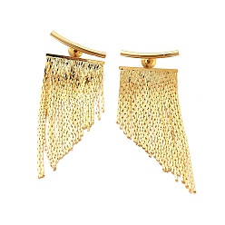 Real 18K Gold Plated Rack Plating Brass Ear Studs, Long-Lasting Plated Tassel Earring for Women, Cadmium Free & Lead Free, Real 18K Gold Plated, 51mm, Pin: 1mm