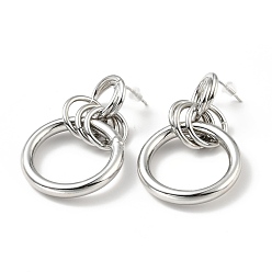 Платинированный Серьги-гвоздики с латунным замковым кольцом для женщин, без свинца, без кадмии и без никеля, Реальная платина, 43 мм, штифты : 1 мм