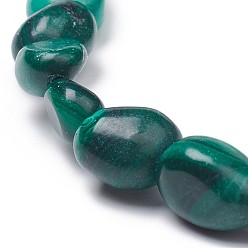 Malachite Natural Malachite Stretch Beaded Bracelets, Tumbled Stone, Nuggets, 1-7/8 inch~2-1/8 inch(4.8~5.5cm), Beads: 6~15x6~11x3~11mm