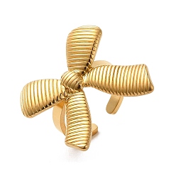 Golden 304 Stainless Steel Open Cuff Ring, Bowknot, Golden, Inner Diameter: 17.2mm