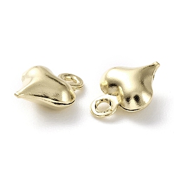 Real 24K Gold Plated Brass Charms, Heart, Real 24K Gold Plated, 8.5x6.5x3mm, Hole: 1mm