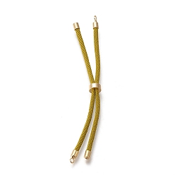 Olive Nylon Twisted Cord Bracelet Making, Slider Bracelet Making, with Eco-Friendly Brass Findings, Round, Golden, Olive, 8.66~9.06 inch(22~23cm), Hole: 2.8mm, Single Chain Length: about 4.33~4.53 inch(11~11.5cm)