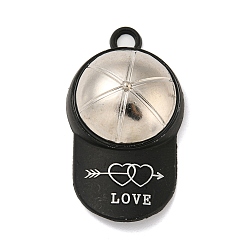Black Spray Painted Alloy Pendants, Hat for Valentine's Day, Black, 43x24x12mm, Hole: 3.5mm