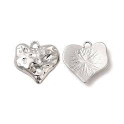 Stainless Steel Color 304 Stainless Steel Pendants, Textured, Heart Charm, Stainless Steel Color, 20x19.5x3mm, Hole: 2.4mm