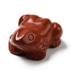 Красный Камень Украшение дисплея скульптуры из натуральной красной яшмы, для домашнего офисного стола, лягушка, 17~18.5x37~39x25~27 мм