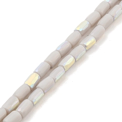 Light Grey Frosted Imitation Jade Glass Beads Strands, AB Color Plated, Faceted, Column, Light Grey, 6.5x4mm, Hole: 1mm, about 80pcs/strand, 20.39''(51.8cm)
