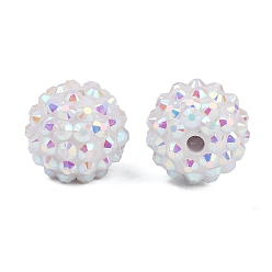 Белый AB-цвет смолы горный хрусталь бисер, с акриловыми круглыми бусинами внутри, для жевательной резинки ювелирных изделий, белые, 16x14 мм, отверстие : 2~2.5 мм