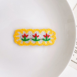 Flower Cute Wool Yarn Knitting Snap Hair Clips, Rectangle Hair Accessories for Girls, Flower Pattern, 50~60mm