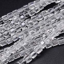 Clear Faceted Cube Transparent Glass Beads Strands, Clear, 5.5x5.5x5.5mm, Hole: 1mm, about 94pcs/strand, 20.4 inch