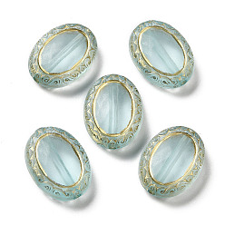 Aqua Transparent Acrylic Beads, Oval, Aqua, 17.5x13x6mm, Hole: 1.6mm, about: 610pcs/500g