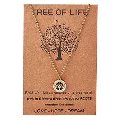 Golden Clear Cubic Zirconia Tree of Life Pendant Necklace, Iron Jewelry for Women, Golden, 17.32 inch(44cm)