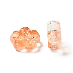Orange Transparent Normal Glass Beads, Flower, Orange, 13x13.5x6mm, Hole: 1.2mm