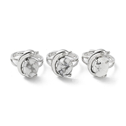 Говлит Натуральный говлит овал с регулируемым кольцом в форме дельфина, платиновые латунные украшения, без кадмия и без свинца, внутренний диаметр: 18 мм