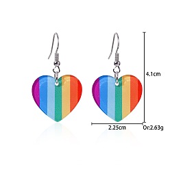 Сердце Сплав мотаться серьги, платина, сердце, 41x22.5 мм