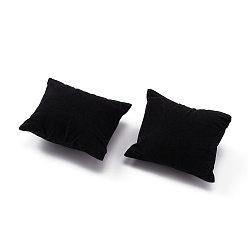 Черный Черный прямоугольник бархатной подушке ювелирные изделия дисплей часы браслет, с губкой, 88x76x43 мм