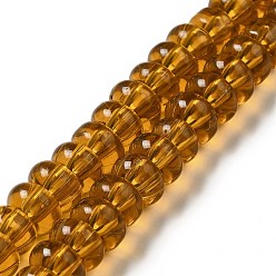 Goldenrod Handmade Lampwork Beads Strands, Rondelle, Goldenrod, 9~10x4.5~5mm, Hole: 2.5~3mm, about 68~71pcs/strand, 14.17~16.14 inch(36~41cm)