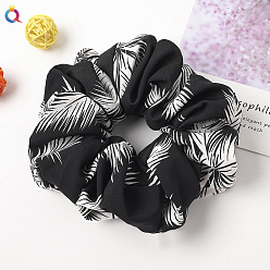 C189 Oversized - Leaf Black Vintage French Retro Bow Hairband - Solid Color Satin Hair Tie