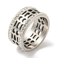 Mixed Shapes 304 Stainless Steel Finger Rings for Women, with Crystal Rhinestone, Mixed Shapes, US Size 8(18.1mm), 10mm