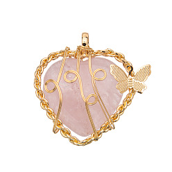 Розовый Кварц Природного розового кварца подвески, сердце, 42x44x8 мм