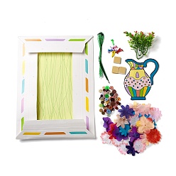 Colorful Creative DIY Flower Pattern Resin Button Art Kits, with Paper Frame, Pushpin, Iron Wire, Educational Craft Painting Sticky Toys for Kids, Colorful, 32.5x24x0.6cm, Hole: 3mm