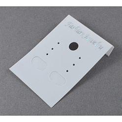 White Plastic Earring Display Card, Rectangle, White, Size: about 51mm long, 37mm wide.