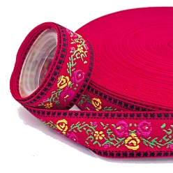 Малиновый 50 ярдов нейлоновой жаккардовой ленты с цветочным узором, для изготовления аксессуаров для волос, ободков, бантов, малиновый, 1 дюйм (25 мм)