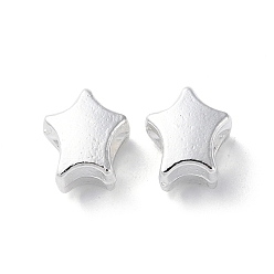 Silver Alloy Beads, Long-Lasting Plated, Star, Silver, 10x9x6.5mm, Hole: 3.5mm