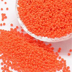 Coral 6/0 Glass Seed Beads, Grade A, Round, Opaque Colours, Coral, 3.6~4.0mm, Hole: 1.2mm, about 5000pcs/pound