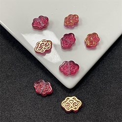 Crimson Transparent Czech Glass Beads, Auspicious Cloud, Crimson, 13x9mm