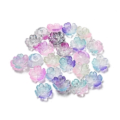 Mixed Color Luminous Transparent Resin Beads, Glow in the Dark Flower Beads with Glitter Powder, Mixed Color, 9.5x2.5mm, Hole: 1mm
