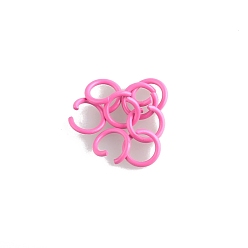 Hot Pink Baking Painted Iron Open Jump Rings, Round Ring, Hot Pink, 10x1.4mm