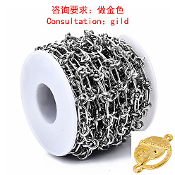 Golden 304 Stainless Steel Link Chains, with Spool, Unwelded, Golden, 11.5x5.8x1.1mm, about 16.4 Feet(5m)/roll